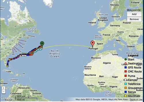 Overall fleet positions - Volvo Ocean Race, Leg 7 - May 25, 2012 at 1300hrs UTC  © PredictWind.com www.predictwind.com